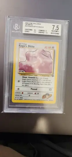 Pokemon Koga’s Ditto #132 Holo Rare - 1999 Gym Challenge BGS 7.5 - Image 1