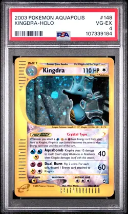 2003 Pokemon Crystal Kingdra Aquapolis Holo #148 PSA 4 VG-EX - Image 1