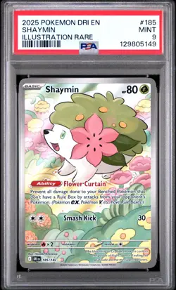 2025 POKEMON DRI EN-DESTINED RIVALS #185 SHAYMIN ILLUSTRATION RARE PSA 9 - Image 1