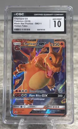 CGC Graded 10 Charizard GX SM211 Hidden Fates Tin Black Star Promo Pokemon Card - Image 1