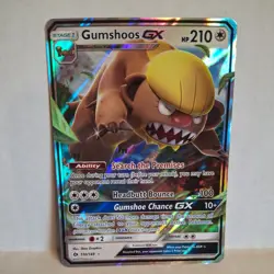 Gumshoos GX 2017 Pokemon Sun & Moon Card # 110/149 Rare Holo GX - Image 1