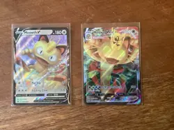 Pokemon TCG Meowth V & VMAX Holo Promo Cards English SWSH004 SWSH005 Near Mint - Image 1