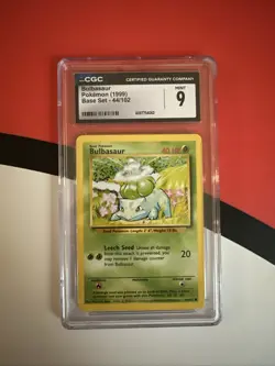 Pokemon TCG Bulbasaur Base Set 44/102 Regular Unlimited Common CGC 9 - Image 1