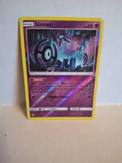 Pokemon Unown TCG Sun & Moon Lost Thunder Reverse Holo Card 91/214 NM - Image 1