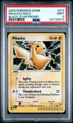2003 Pokemon Pikachu Holo Black Star Promo Card 012 Graded PSA 9 Swirl G2U - Image 1