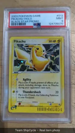 2003 Pokemon Pikachu Holo Black Star Promo Card 012 Graded PSA 9 Swirl G2U - Image 3