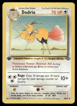 Pokemon Cards Dodrio 34/64 1ST EDITION Jungle Uncommon LP - Image 1