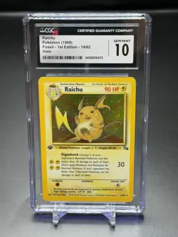 CGC 10 GEM MINT Raichu 1999 1st Edition 14/62 Holo Pokemon Card - Image 3