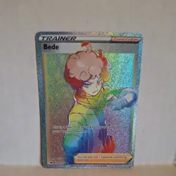 Bede 207/202 Sword & Shield Base Holo Secret Rainbow Rare Full Art Pokemon NM/M - Image 1