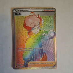 Bede 207/202 Sword & Shield Base Holo Secret Rainbow Rare Full Art Pokemon NM/M - Image 3