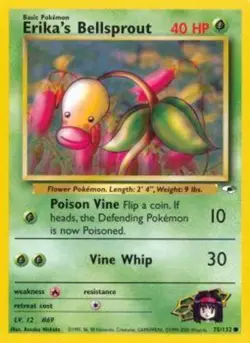 Heavily Played, English Pokemon Regular Erika's Bellsprout - 75/132 - Common - U - Image 1