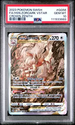 Hisuian Zoroark V Star GG56 PSA 10 Gem Mint Pokemon Crown Zenith Full Art 2023 - Image 1