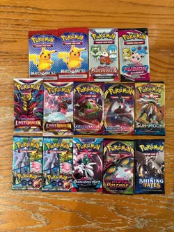Pokemon TCG Sword & Shield, Sun & Moon, S&V, 14 Sealed Booster Packs mixed lot - Image 1