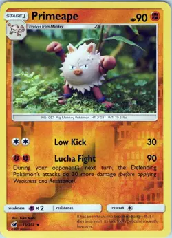 Primeape 51/111 Rare - Pokemon TCG SM: Crimson Invasion - Reverse Holo (NM) - Image 1