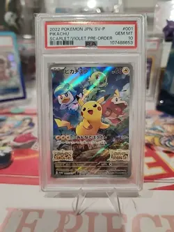 Pokemon TCG 2022 Pikachu 001/Sv-p Pre Order Promo, Japanese. PSA 10 Gem Mint - Image 2