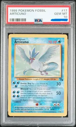 1999 POKEMON FOSSIL #17 ARTICUNO PSA 10 - Image 1