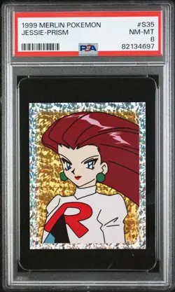Jessie Prism Holo PSA 8 Near Mint 1999 Merlin Sticker #S35 Pokemon - Image 1