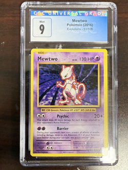 2016 Pokemon Evolutions Mewtwo #51/108 Rare Non Holo CGC Graded MINT 9 - Image 1
