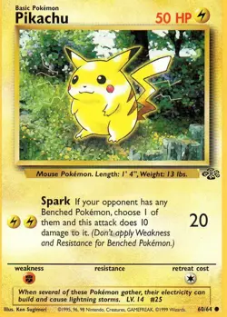 Pokemon Pikachu Card 60/64 Jungle Set TCG - Image 1