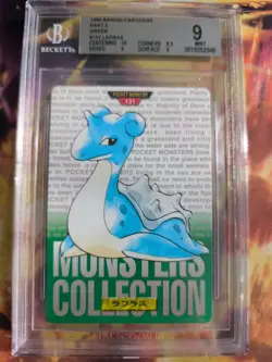 Pokemon Card Monsters collection Carddass 1996 Japanese BGS Beckett 9 Lapras - Image 2