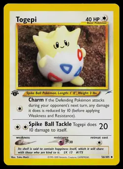 Pokemon Card - Togepi Neo Destiny 56/105 Uncommon 1st Edition - Image 1