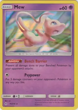 Mew 76/214 Holo Unbroken Bonds Pokemon Card NM - Image 1