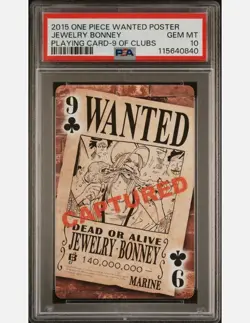 2015 One Piece Wanted Poster Playing Card Jewelry Bonney PSA 10 - Image 1
