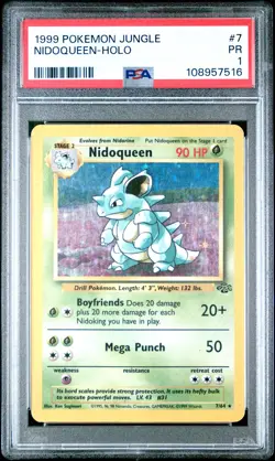 1999 POKEMON JUNGLE #7 NIDOQUEEN-HOLO PSA 1 - Image 1