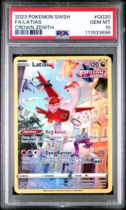 Latias GG20/GG70 PSA 10 💎 Pokemon Crown Zenith Galarian Gallery Full Art - Image 1