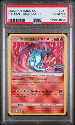 PSA 10 Radiant Charizard Pokemon GO 011/078 Gem Mint Holo - Image 2