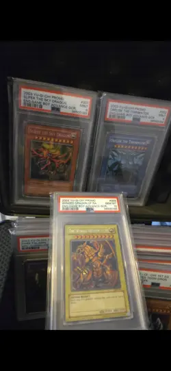 Yu-Gi-Oh All 3 Egyptian God Cards GBI Secret Rare PSA 9 & 10 Sequentially Graded - Image 1