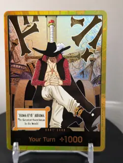 Dracule Mihawk OP14 Gold Don!! Azure Sea's Seven One Piece Card English -NM - Image 1