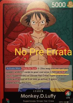 One Piece TCG Monkey D. Luffy Leader Pre Errata Romance Dawn Near Mint 6x - Image 5
