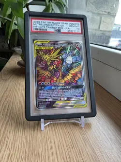 Moltres Zapdos Articuno GX SM210 Pokemon Hidden Fates Stained Glass Birds PSA 10 - Image 1