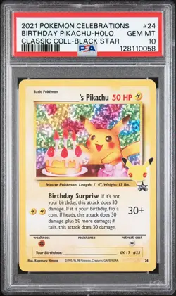 PSA 10 BIRTHDAY PIKACHU HOLO 24 CELEBRATIONS CLASSIC COLLECTION POKEMON - Image 1