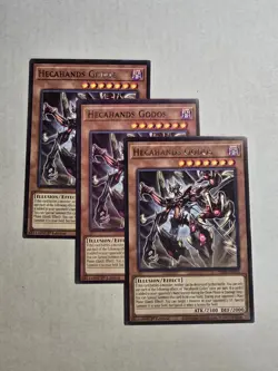 Yugioh! 3x Hecahands Godos PHRE-EN003 Rare 1st Ed NM x3 - Image 1