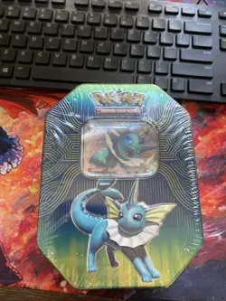 Pokemon TCG Elemental Power Tin Box Vaporeon GX Promo Card Booster English - Image 1
