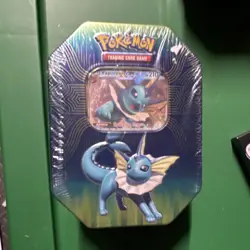 Pokemon TCG Elemental Power Tin Box Vaporeon GX Promo Card Booster English - Image 1