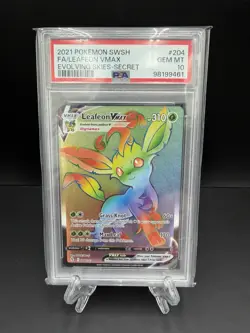 POKEMON EVOLVING SKIES - LEAFEON VMAX #204 - SECRET RARE- PSA 10 GEM MINT - Image 1