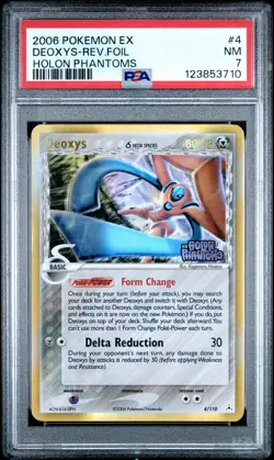 2006 POKEMON EX HOLON PHANTOMS #4 DEOXYS-REVERSE FOIL PSA 7 - Image 1