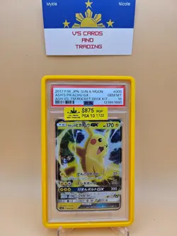 2017 POKEMON JPN SUN & MOON ASH VS. TEAM ROCKET DECK KIT ASH'S PIKACHU GX PSA 10 - Image 1