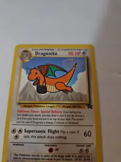 Vintage 1999 Pokemon TCG Dragonite WB Kids Movie Black Star Promo #5 WOTC Stamp - Image 2