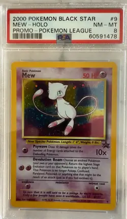 2000 Pokemon Black Star Mew-Holo Promo-Pokemon League Mint 8 - Image 1
