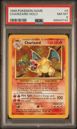 1999 POKEMON GAME #4 CHARIZARD-HOLO PSA 8 - Image 1