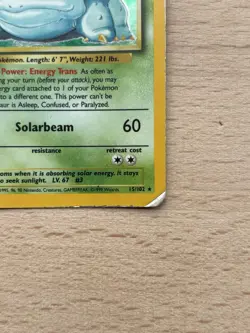Venusaur 15/102 Pokemon Card Base Set Holo Rare Shiny - Image 5