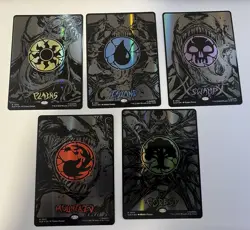MTG Secret Lair x Marvel Spider-Man Mana Symbiote Raised Foil, 1 of Each Land - Image 1