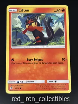 Litten 12/70 Common Dragon Majesty Sun & Moon Pokemon Card 2018 - Image 1