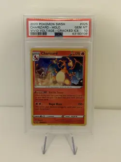 2020 Pokemon Vivid Voltage Charizard Holo Cracked Ice #025/185 PSA 10 - Image 1