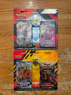 Pokemon TCG Sword & Shield Blister SET OF 2! - Darkrai & Celebi Pin + 4 Packs! - Image 1
