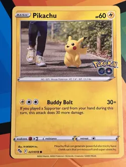 Pikachu 027/078 Common Regular Pokemon GO NM x1 - Image 1